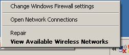 Wireless networks menu