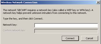 Network key dialog box
